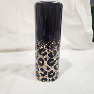 Leopard glitter tumbler